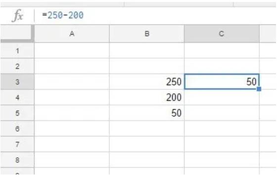 Minh họa công thức trừ